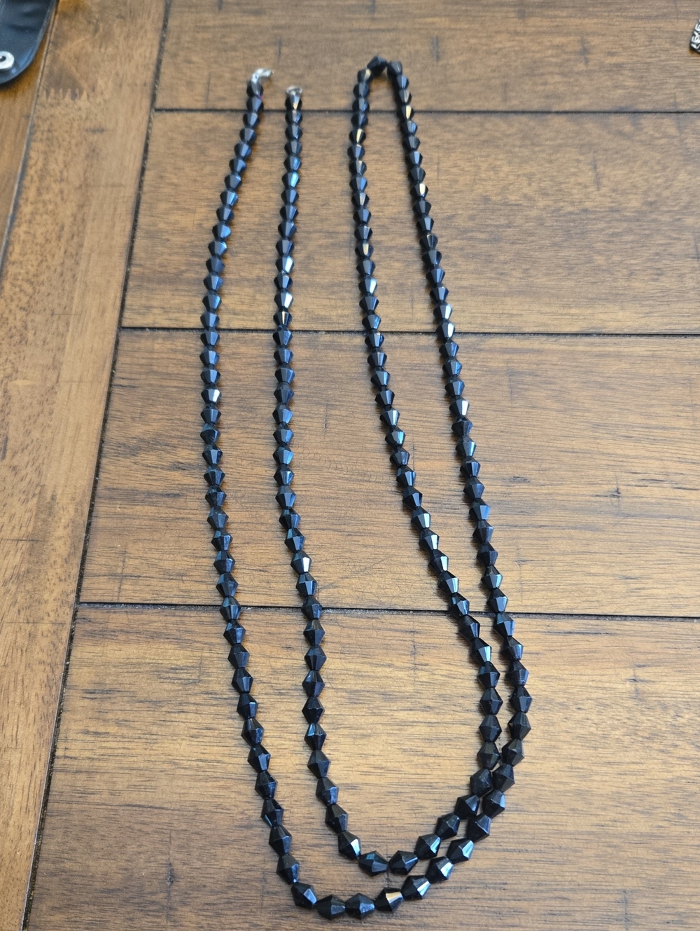 Elegant Black Faceted Bead Double-Strand Necklace